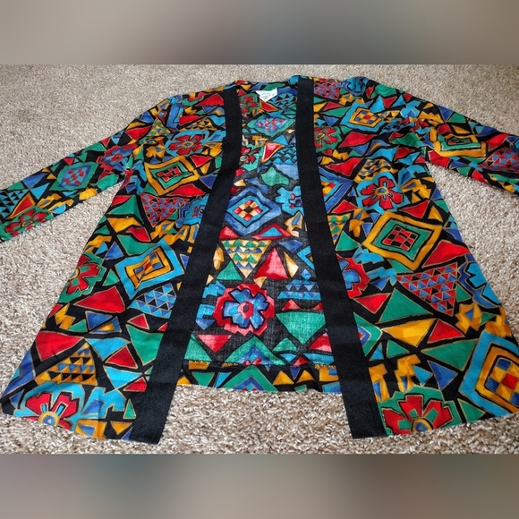 Lady Carol Of New York Vintage Geometric Open Front Blazer Jacket Size 14 - Picture 8 of 10